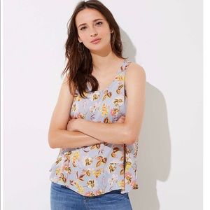 LOFT | Floral Flounce Tank Top Size M